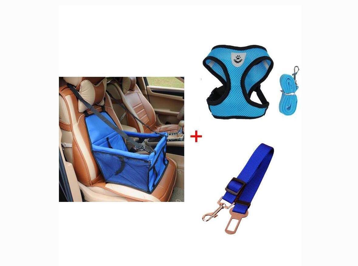 Luxury Pet Travel Bundle: Car Seat Carrier, Harness & Leash Set, And Car Safety Belt