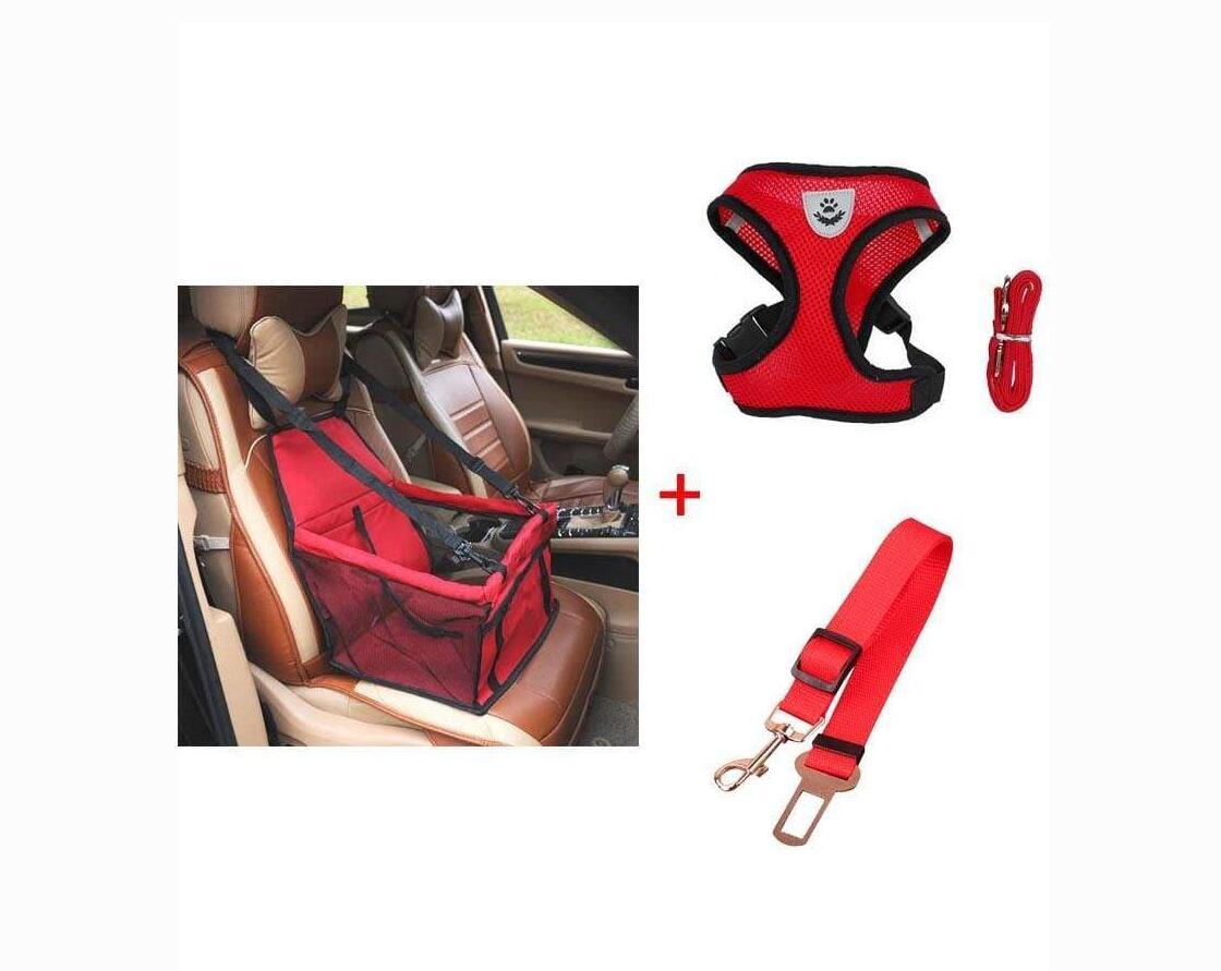 Luxury Pet Travel Bundle: Car Seat Carrier, Harness & Leash Set, And Car Safety Belt